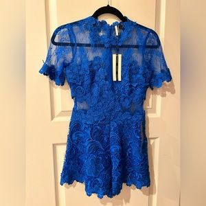 Topshop petite blue floral romper NWT